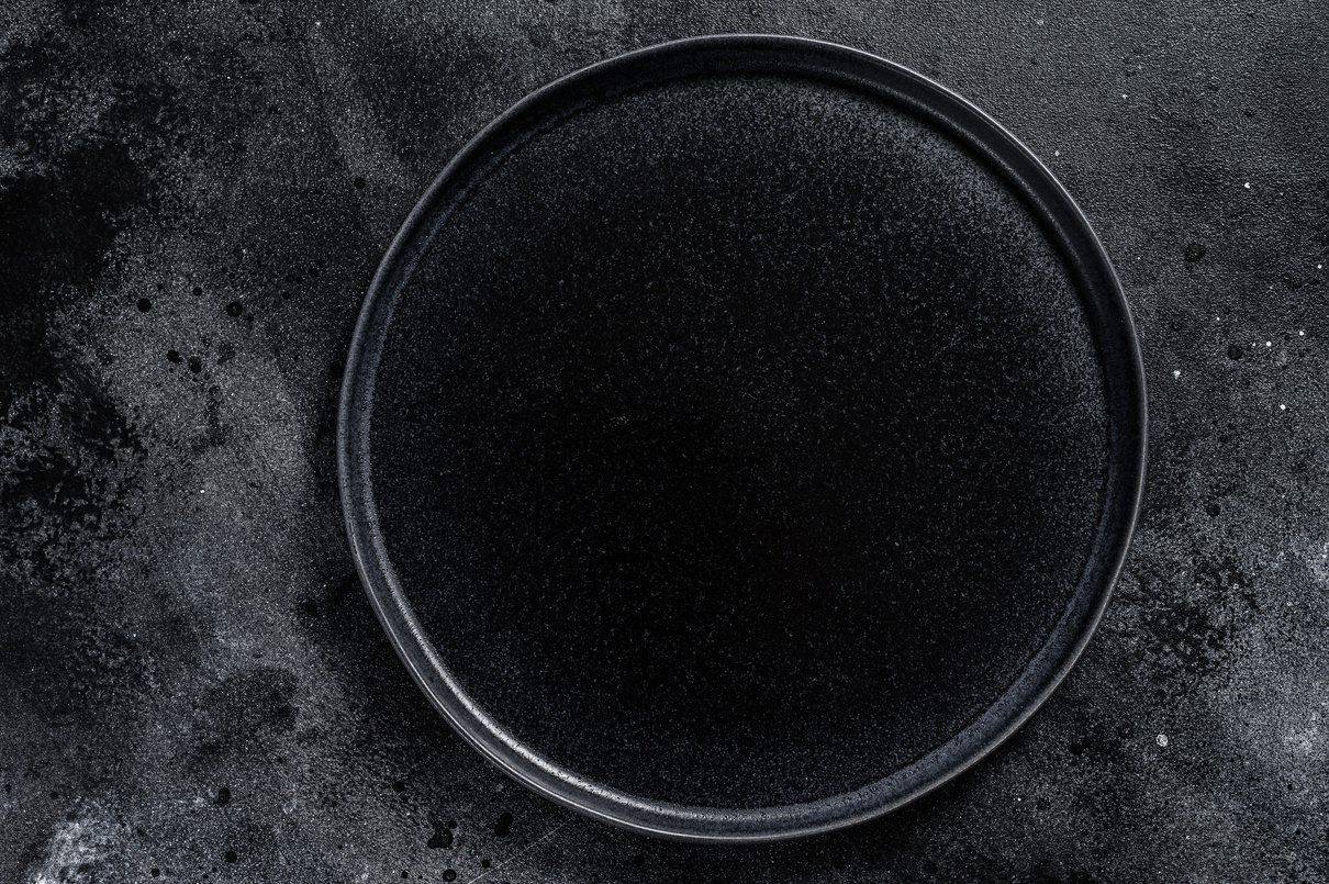 Round Black Plate Flatlay